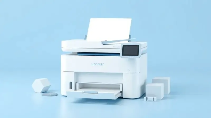 Ilustração conceitual sobre a manutenção preventiva e cuidados técnicos com equipamentos de impressão.