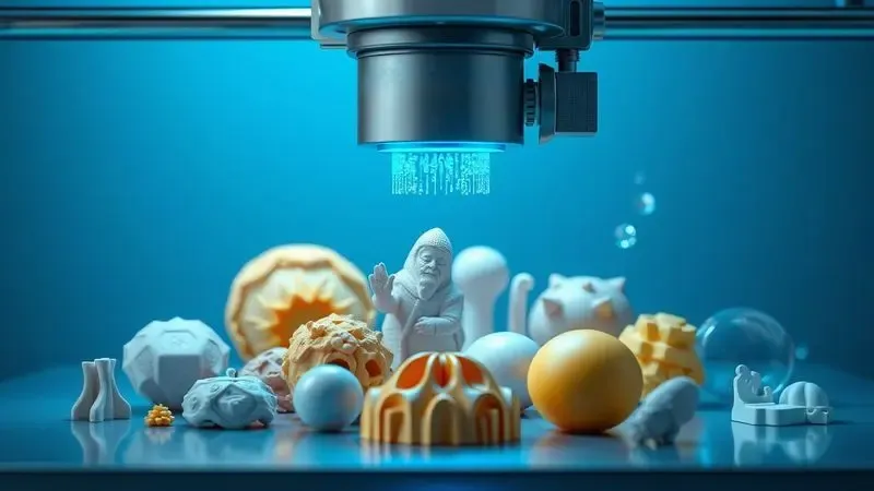 Renderização 3D de um bico de impressora criando um objeto conceitual camada por camada.